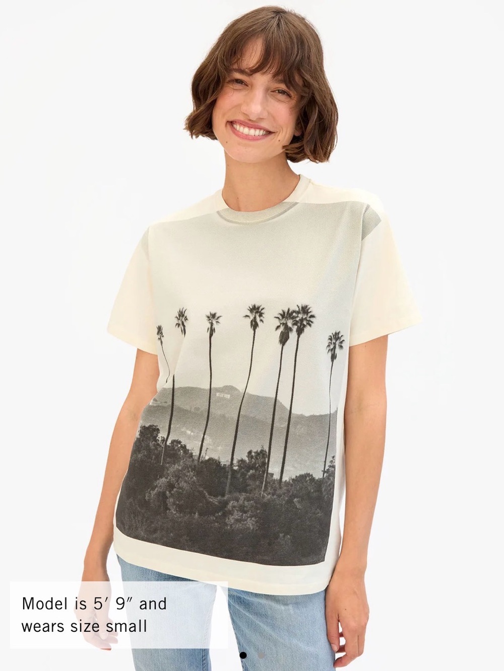 Clare V. Cream Thierry Palm Hollywood T-Shirt